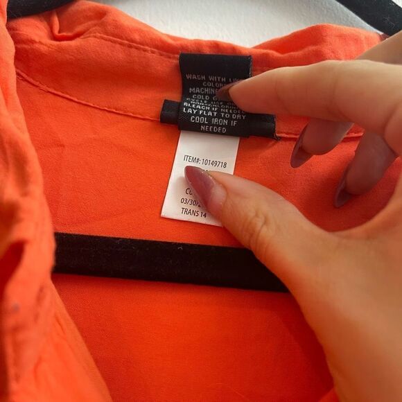 Torrid Womens Shirt Front Pockets Button Down Long Sleeve Orange Size 3 - Picture 3 of 6